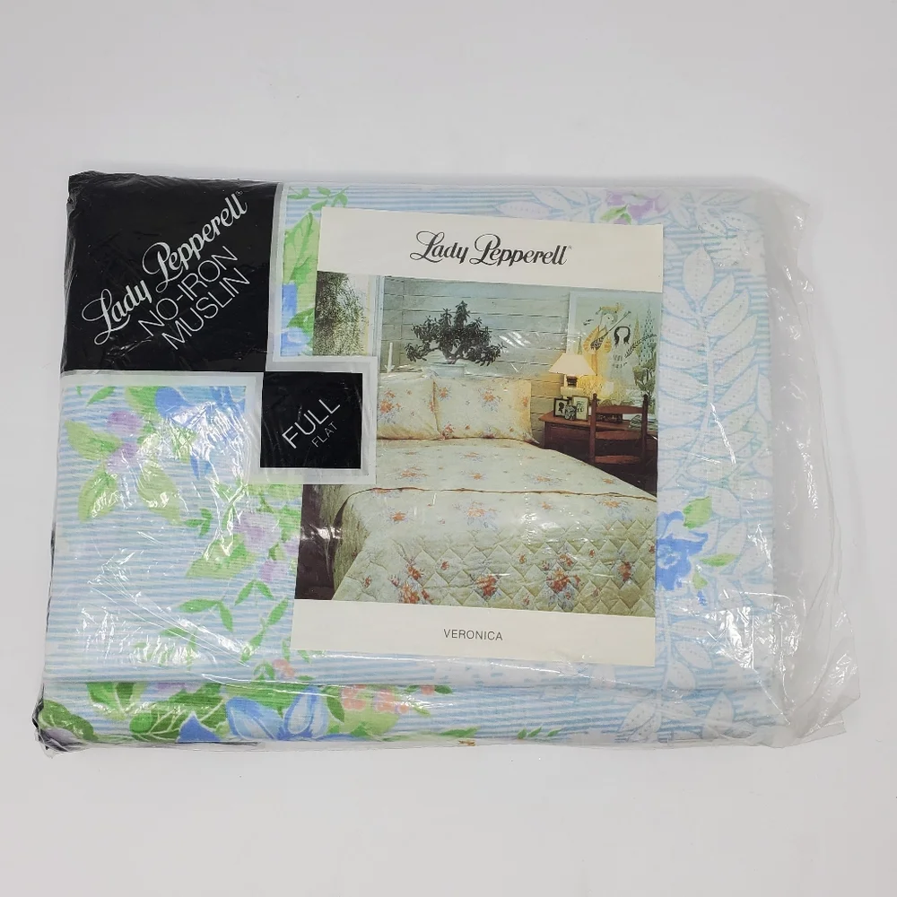 Vintage Lady Pepperell Veronica Full Size Flat sheet and pillow Case ONLY 3 Pc